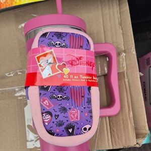 NEW--Disney Pink Travel Tumbler with Purple Gothic Silicone Boot